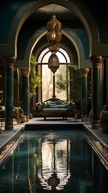 Architectuur in Moorse stijl met zwembad