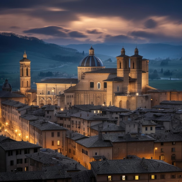 Architectuur van de middeleeuwse stad Urbino Italië