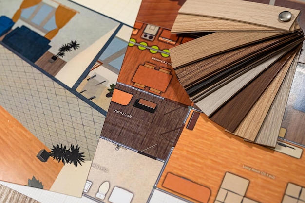 Architectuurontwerptekening update kleurenpalettekeningen op kantoor