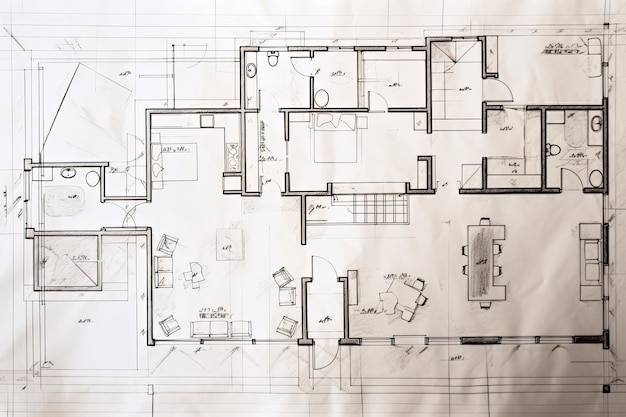 Architectuurplan Technisch project woonkamer Generatieve AI