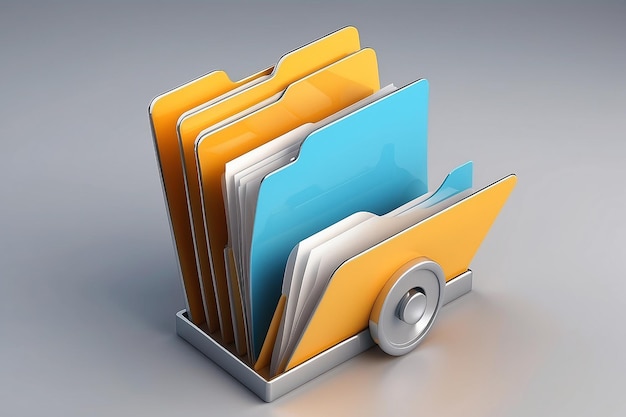 Archive folder and document 3d icon