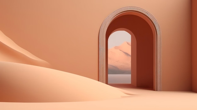 An archway leading into the vast desert landscape Generative ai