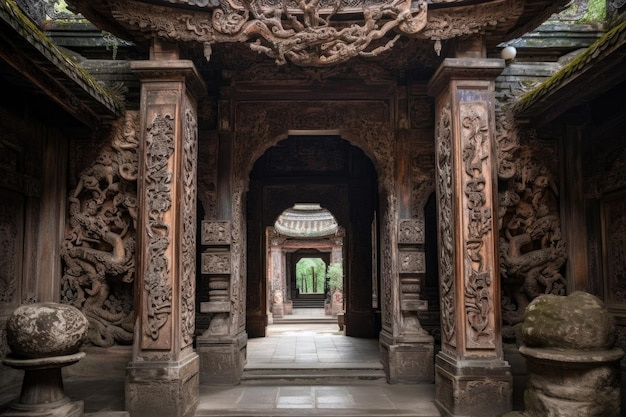 Archway with intricate carvings symbolizing triumph and achievement created with generative ai