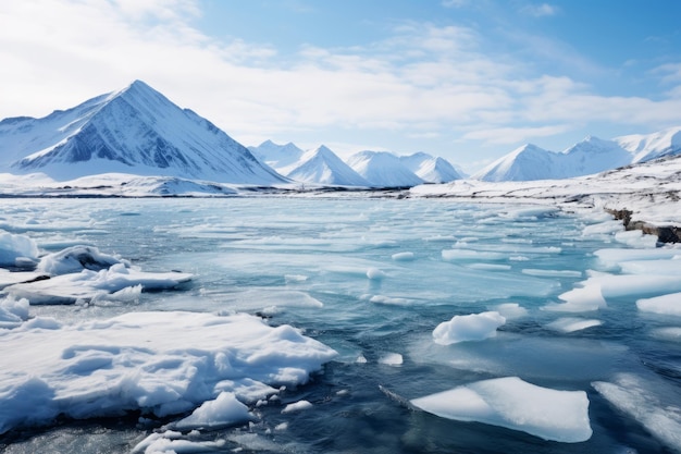 Arctic Allure Icy Waters and Snowy Peaks Winter