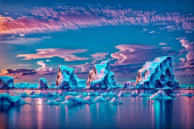 Foto la bella scena del mare e del cielo delle montagne innevate dell'artico