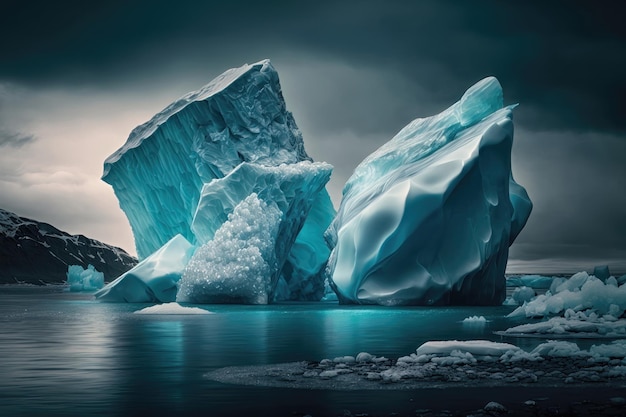 Arctic beauty icebergs on display AI generated