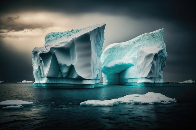 Arctic beauty icebergs on display AI generated