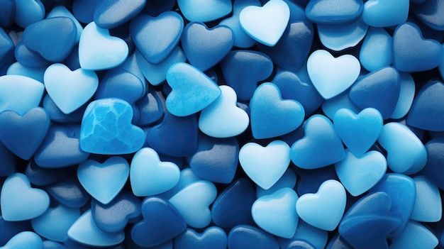 Photo arctic blue color hearts as a background