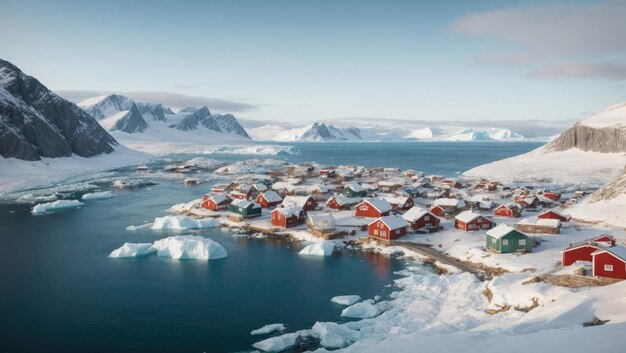 Фото Арктические мечты: заснеженная деревня на суровом побережье гренландии