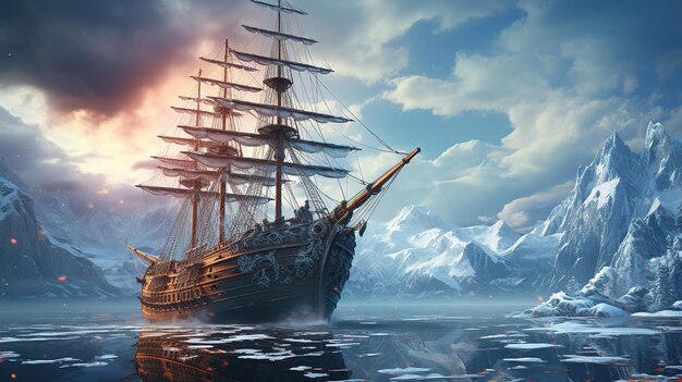 Arctic expedition digital art illustration