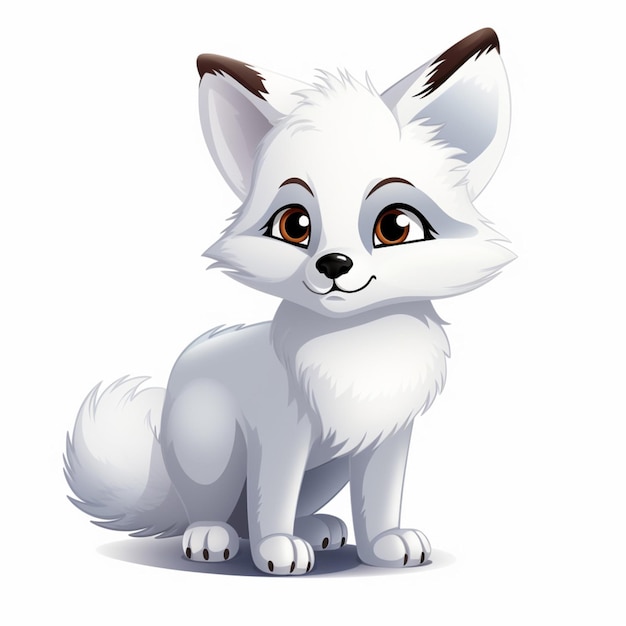 Arctic fox 2d cartoon vector illustratie op witte achtergrond
