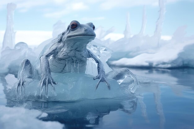 Arctic frog in the winter