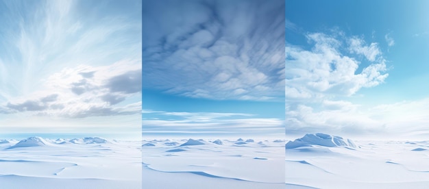 Арктический мороз Спокойный зимний ландшафт Снежные горы и замороженное море под чистым голубым небом