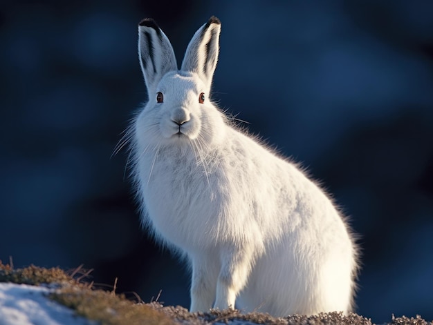 Photo arctic hare in the arctic habitat