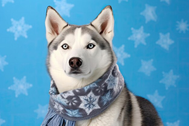 Arctic husky with snowflake scarf