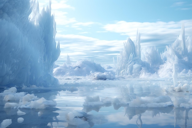 写真 幻想的な氷の生き物が生息する北極の風景