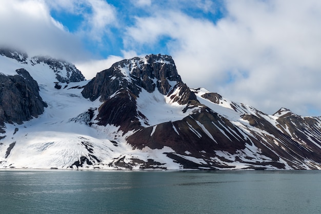 Arctic landscape in Svalbard with glacier