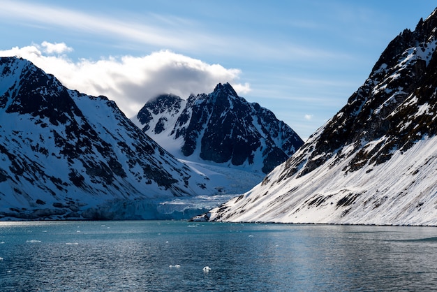 Arctic landscape with beautiful lighting in Svalbard