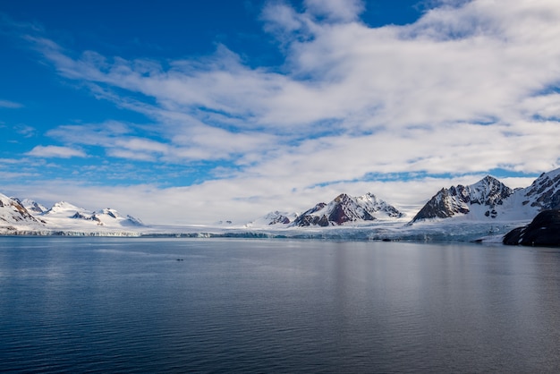 Arctic landscape with beautiful lighting in Svalbard