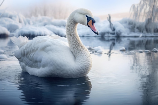 Arctic swan in the winter