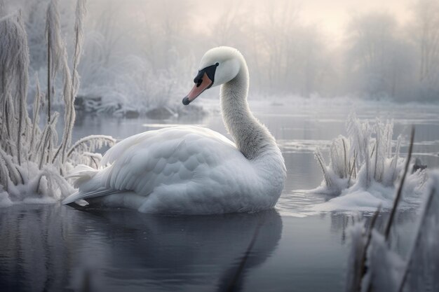 Arctic swan in the winter