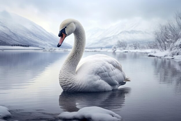 Arctic swan in the winter