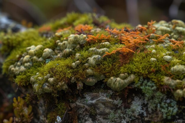 Arctic Tundra lichen moss closeup Generative AI