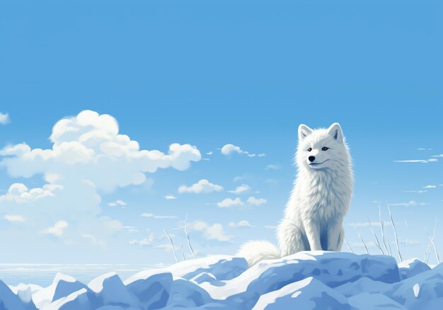 Arctic white fox on a snowy hill Winter time AI generated