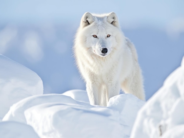 Photo arctic wolf in the arctic habitat