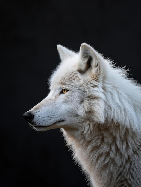 Arctic wolf on black background