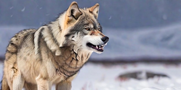 Arctic Wolf in Winter landscape