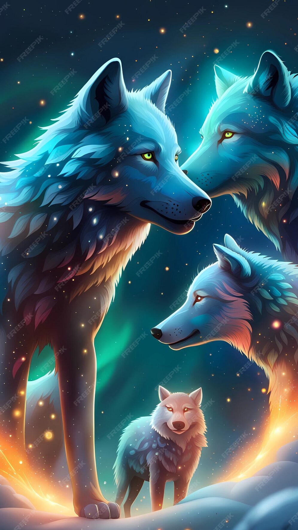 Premium AI Image | Arctic wolves alaska wolf cartoon illustration