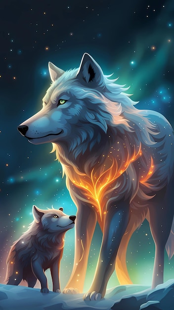 Иллюстрация шаржа арктических волков волка Аляски