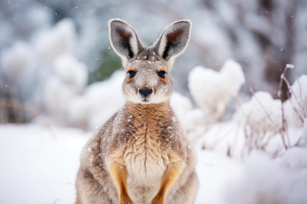 Arctische kangoeroe in de sneeuw