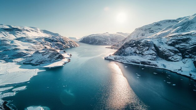 Arctische schittering ijsige fjorden onder een glinsterende zon