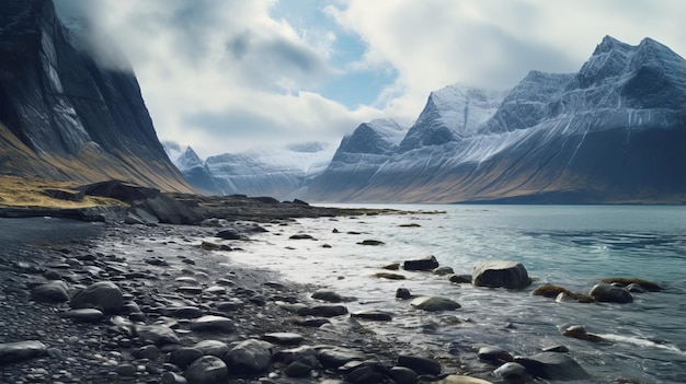 Arctische verkenning Majestic Fjord en strandlandschap