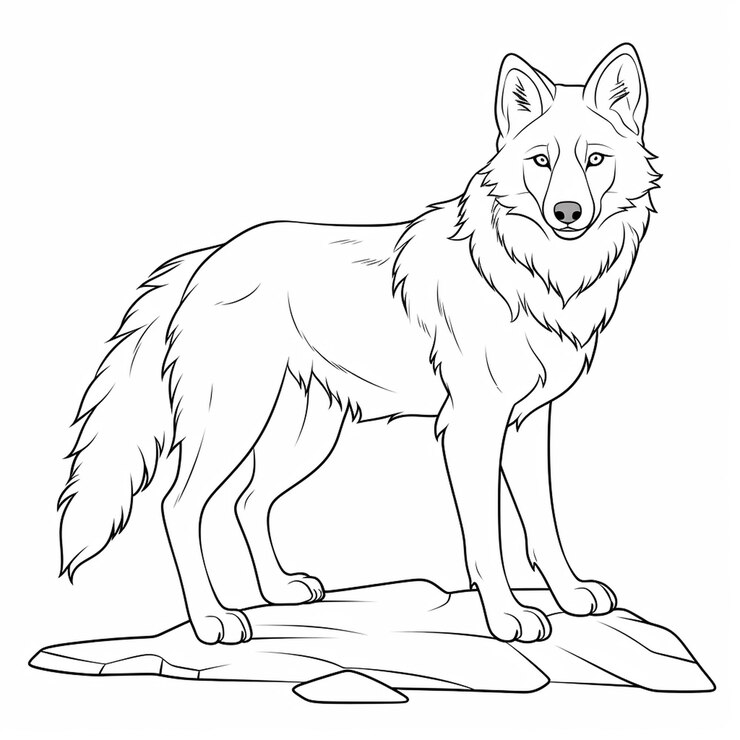 Foto arctische wolf kleuren schattig schattig kleurboek kawaii lijn kunst