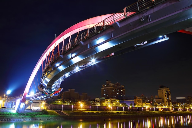 Arcuate bridge in Taiwan at night