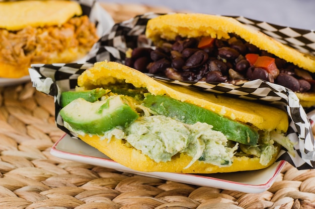 Foto arepas close-up, een typisch gerecht uit venezuela