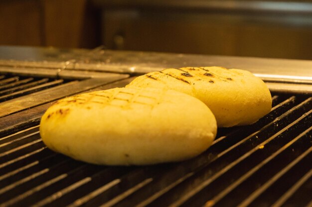 Photo arepas on the grill