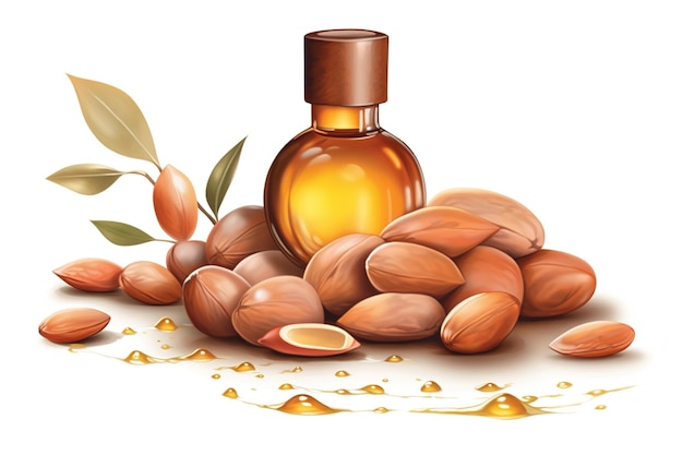 Argan oil isolated on white background Generated by AI