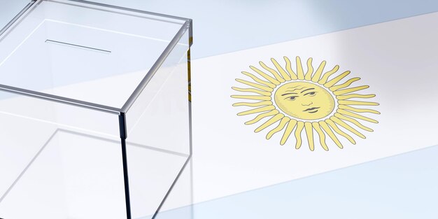Фото Выборы в аргентине урна для голосования и национальный флаг 3d