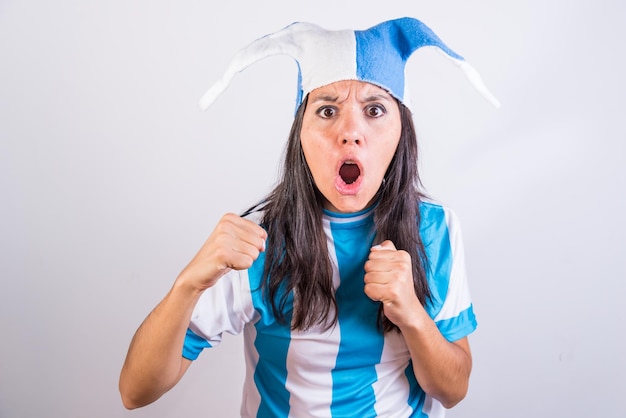 Argentina fan screaming young latina girl soccer