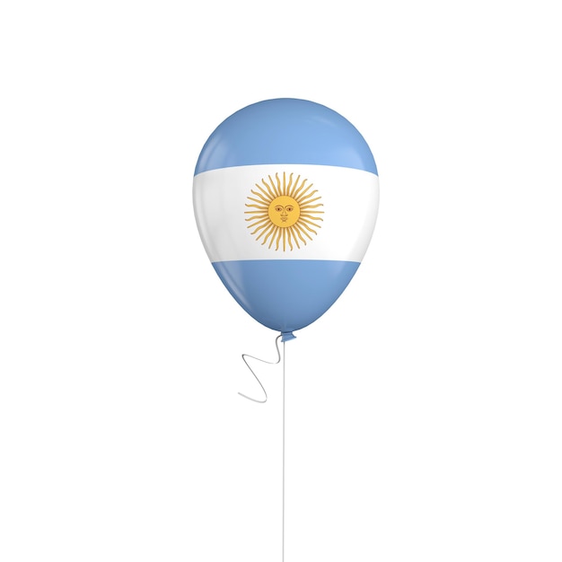 Воздушный шар с флагом Аргентины на веревочке 3D рендеринг