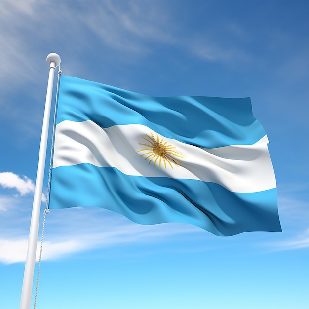 Photo argentina flag isolated on the blue sky with clipping path generated by ai