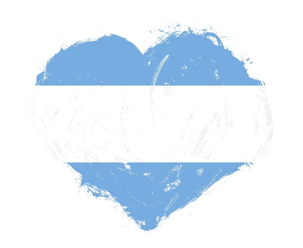 Argentina flag in stroke brush heart shape on white\
background