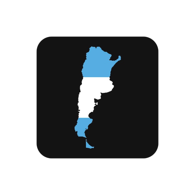 Argentina map silhouette with flag on black background