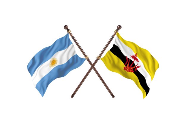 Argentina versus Brunei Two Countries Flags Background