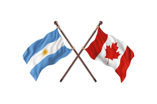 Argentina versus Canada Two Countries Flags Background