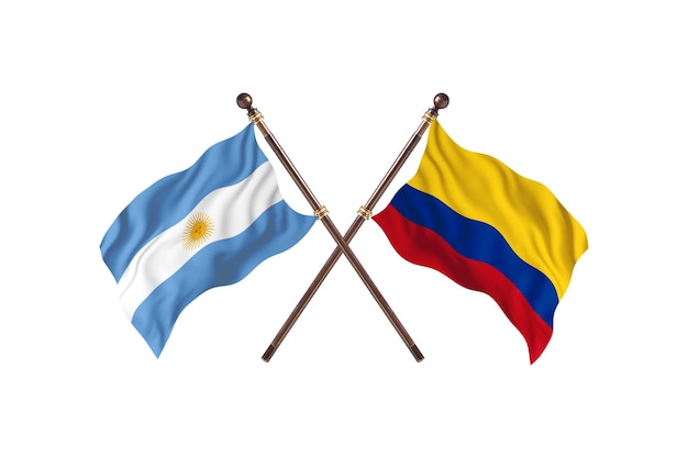 Argentina versus Colombia Two Countries Flags Background